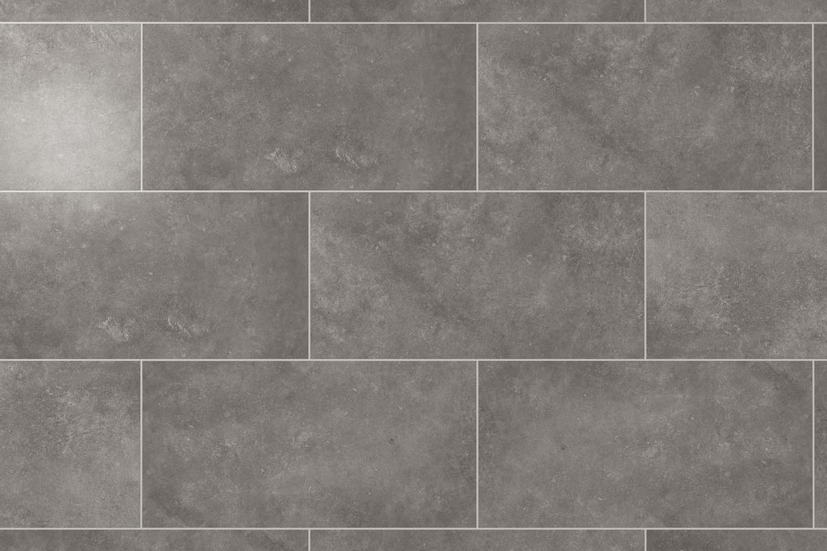 Audacity Rigid Core Pre-Grout Click Vinyl Iron Grey Tile Built-in Underlay
