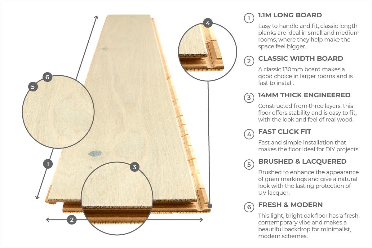 Home Choice Engineered European Rustic Oak Flooring 14mm x 130mm Cappuccino Lacquered