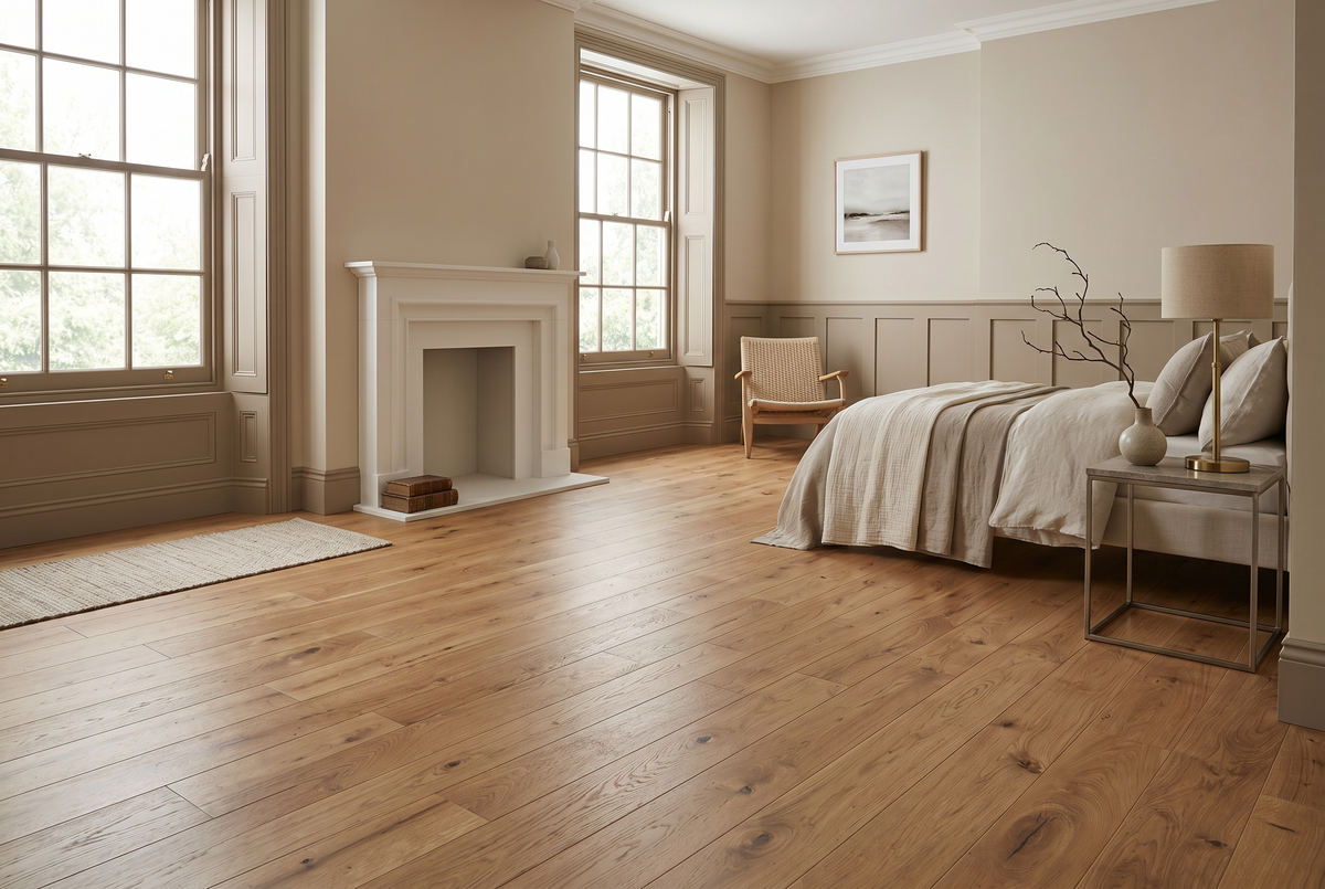Home Choice Engineered Rustic Oak Flooring 14mm x 125mm Natural Brushed Matt Lacquered Roomset4