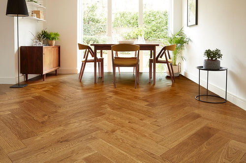 Home Choice Herringbone Engineered European Rustic Oak Flooring 14mm x 130mm Brown Sugar Lacquered