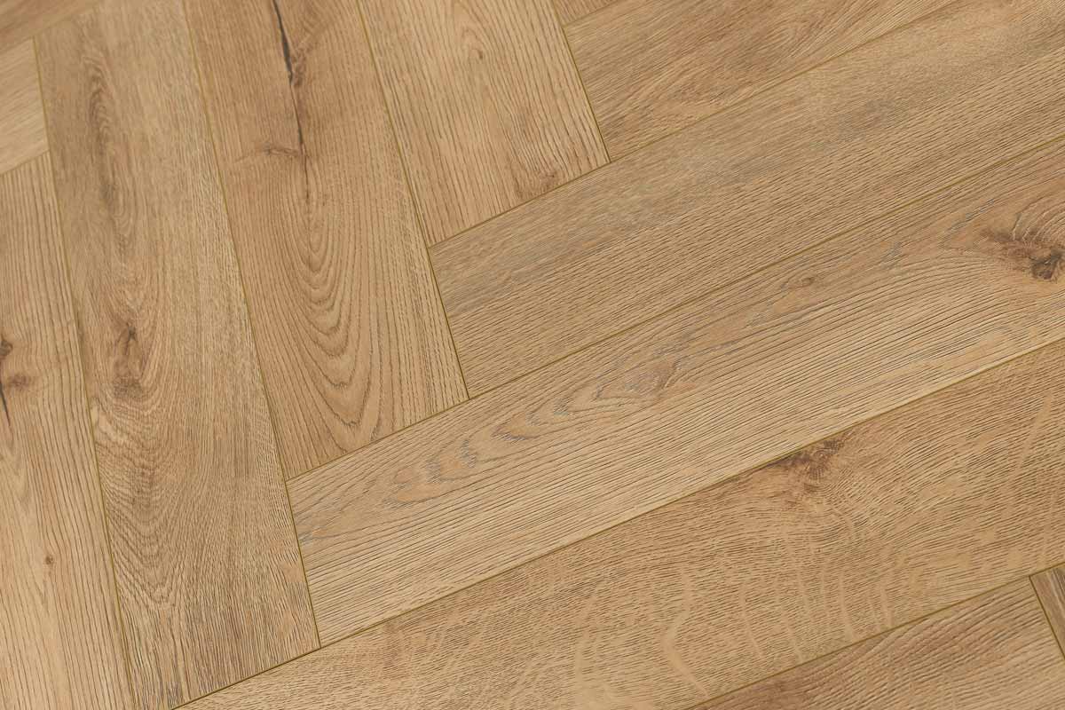 Series Woods 8mm Herringbone Laminate Flooring Sand Oak