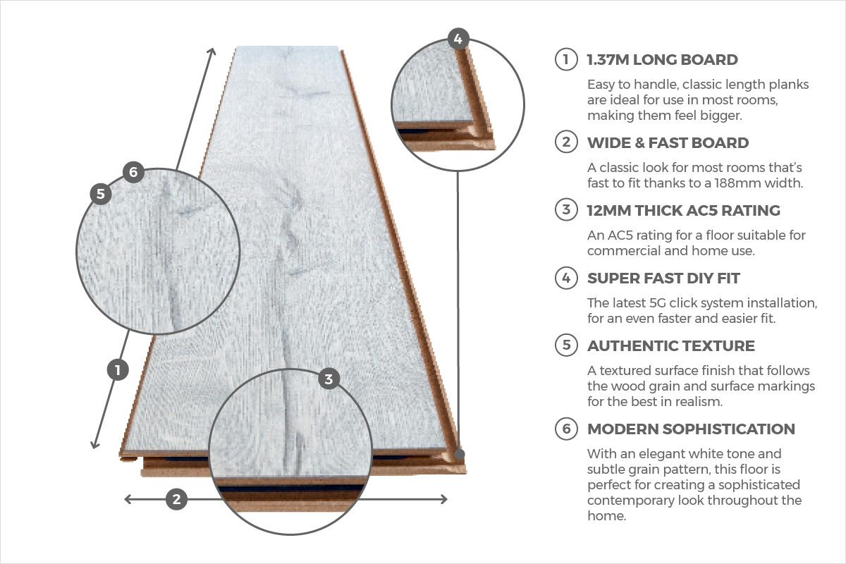 Series Woods Professional 12mm Laminate Flooring White Oak