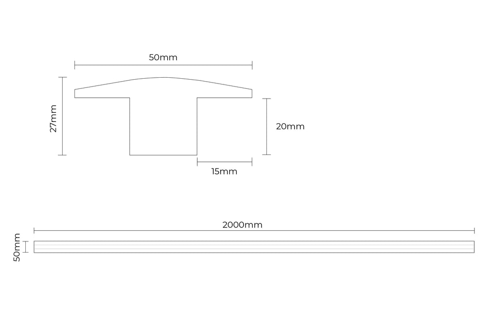 Solid Hardwood T Profile 2m Espresso Natural Oak