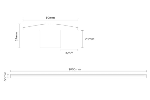 Solid Hardwood T Profile Oak 2m