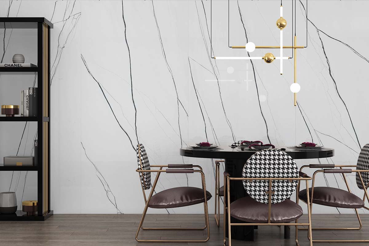 Serafina Marble White Polished Porcelain Tile