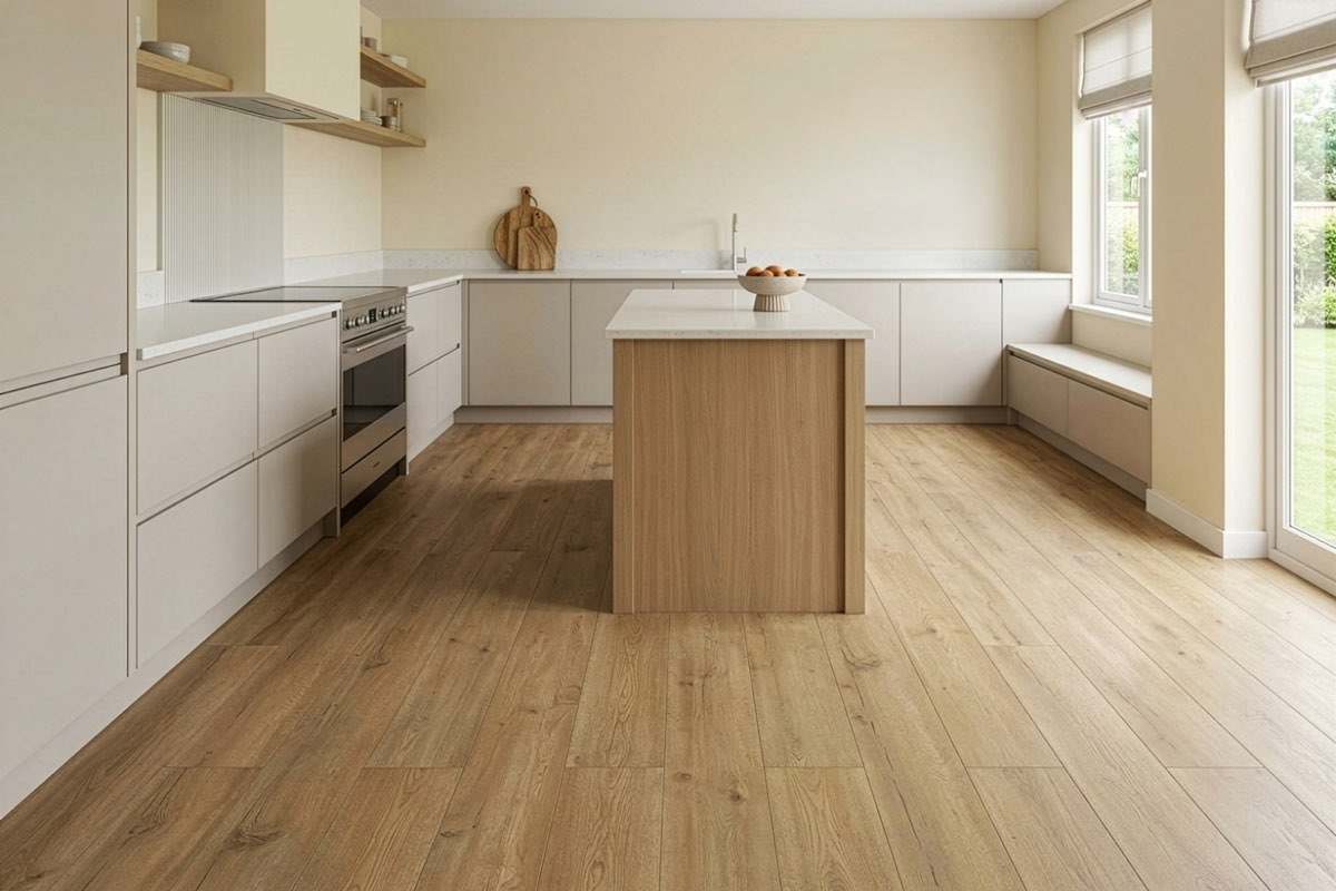 Spectra Luxury Acoustic Rigid Core Click Vinyl Flooring Latte Oak Plank Built-In Underlay