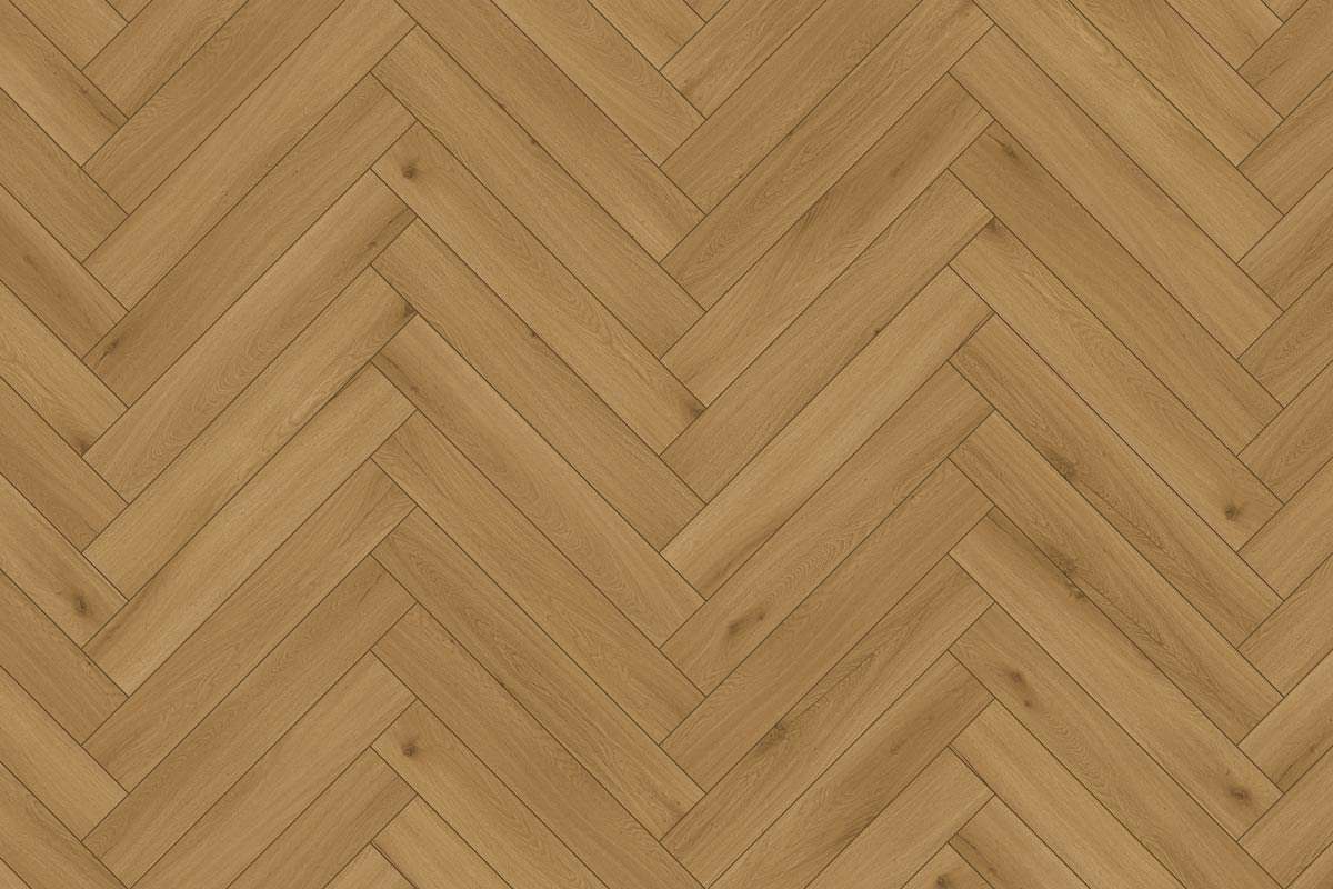 Audacity 12mm Laminate Herringbone Brown Sugar Oak Built-in Underlay