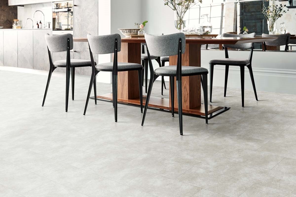 Spectra Luxury Gluedown Vinyl Flooring Chalkstone White Tile