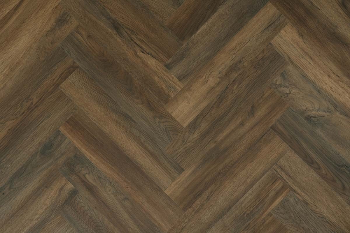Spectra Luxury Gluedown Vinyl Flooring Mocha Grain Oak Herringbone