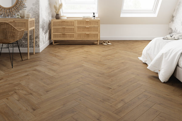 Spectra Luxury Gluedown Vinyl Flooring Biscotti Oak Herringbone
