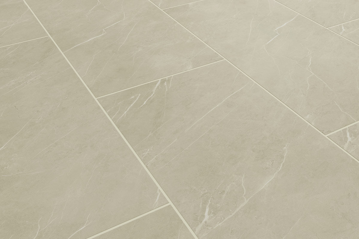 Audacity Rigid Core Pre-Grout Click Vinyl Flooring Cream Stone Tile Built-In Underlay