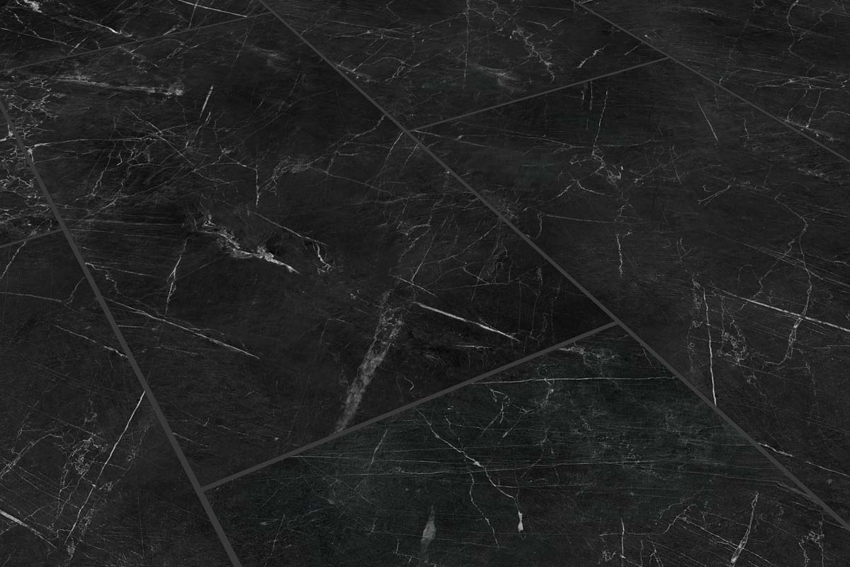 Audacity Rigid Core Pre-Grout Click Vinyl Flooring Black Marble Tile