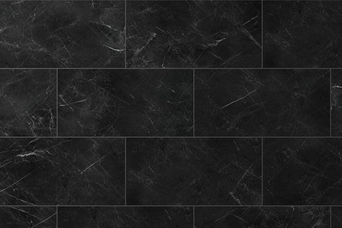 Audacity Rigid Core Pre-Grout Click Vinyl Flooring Black Marble Tile