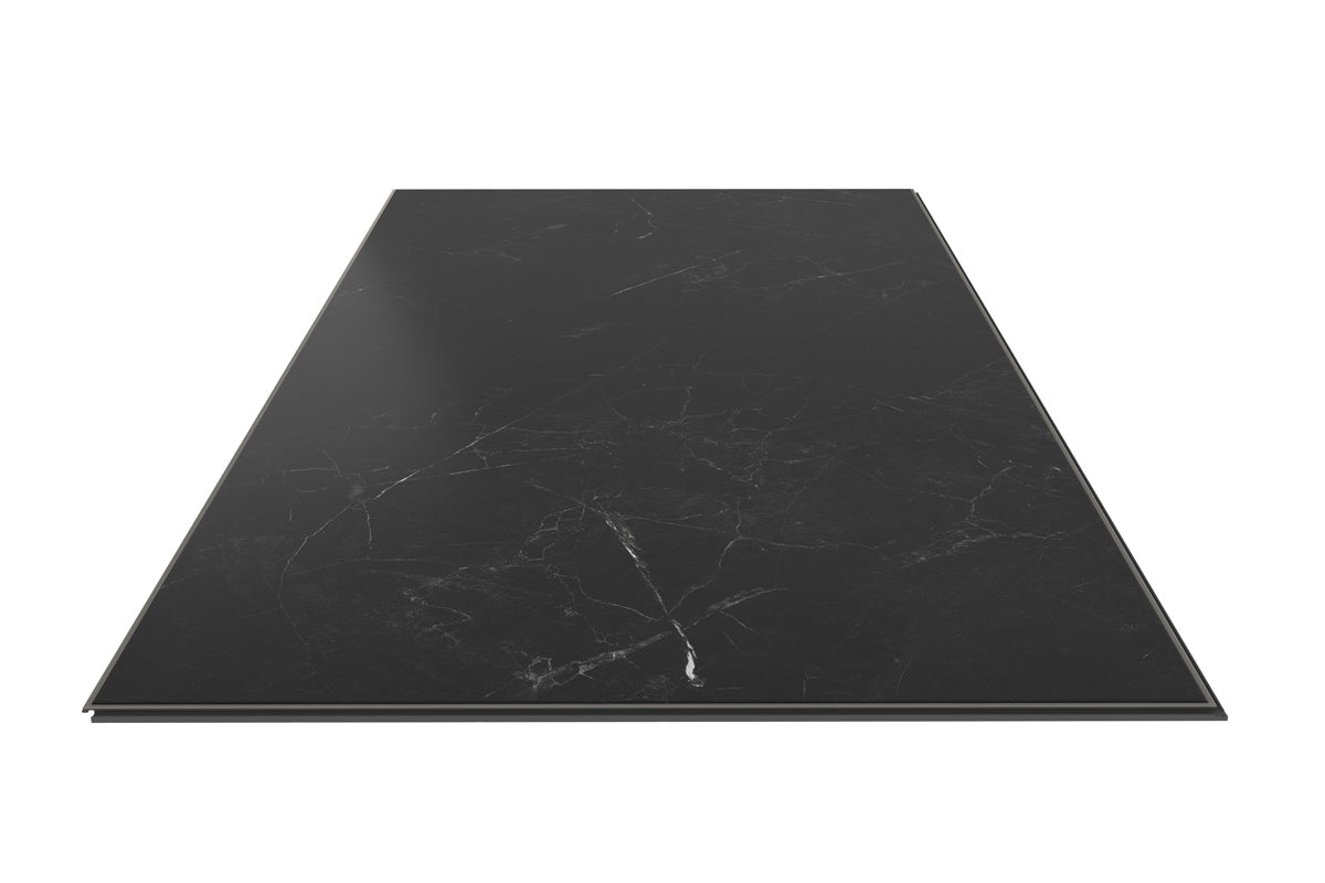 Audacity Rigid Core Pre-Grout Click Vinyl Flooring Black Marble Tile