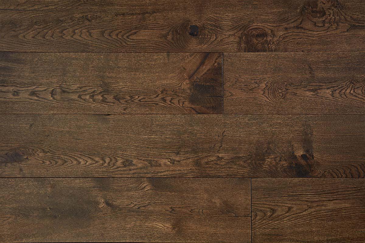 Galleria Professional Engineered European Rustic Oak Flooring 14mm X 190mm Deep Forest Brown Brown Lacquered