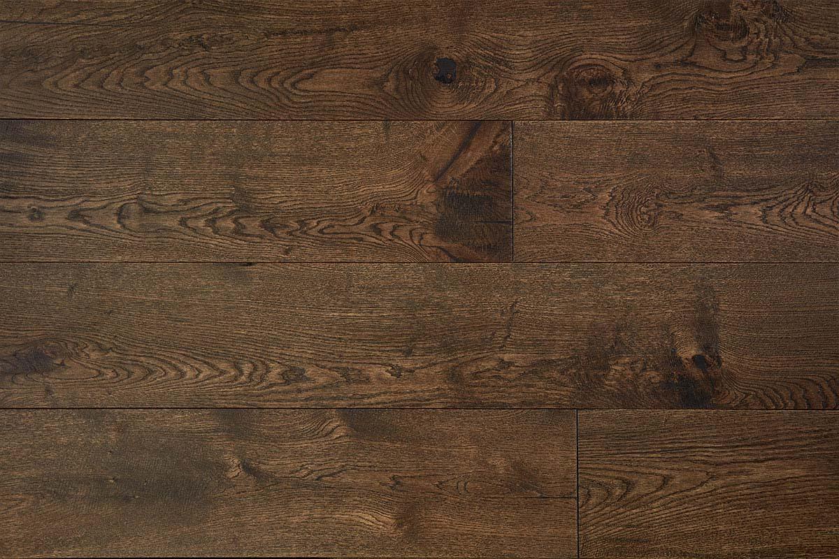 Galleria Professional Engineered European Rustic Oak Flooring 14mm x 190mm Deep Forest Brown Brown Lacquered