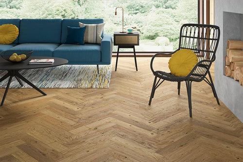 Galleria Professional Engineered Rustic Oak Herringbone Flooring 20mm x 90mm Natural Brushed & Oiled