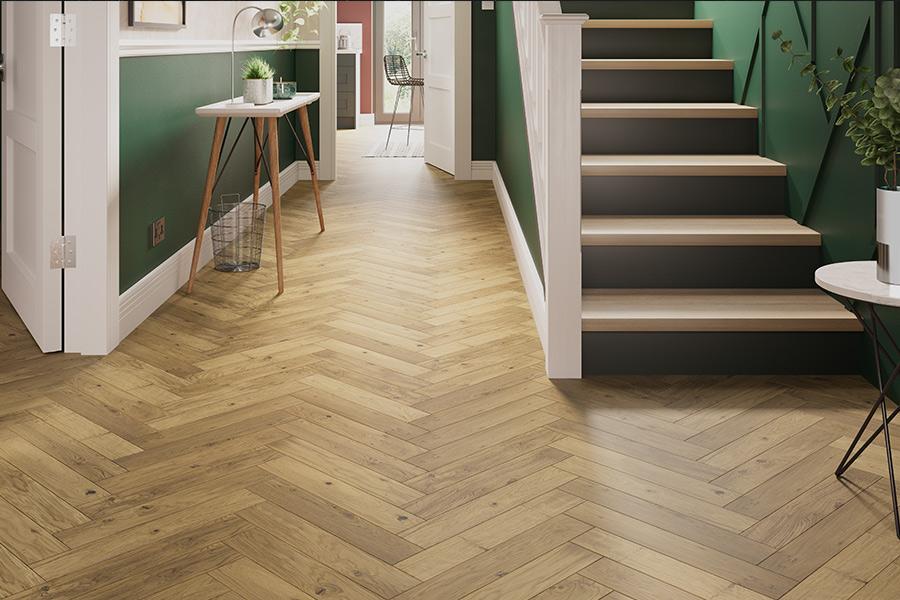 Galleria Professional Engineered Rustic Oak Herringbone Flooring 20mm x 90mm Natural Lacquered