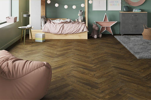 Galleria Professional Engineered Rustic Oak Herringbone Flooring 20mm x 90mm Tawny Brown Lacquered