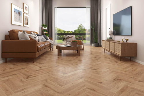 Galleria Professional Solid European Rustic Oak Herringbone Flooring 18mm x 90mm Natural Brushed & Oiled