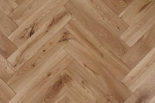 Galleria Professional Solid European Rustic Oak Herringbone Flooring 18mm x 90mm Natural Brushed & Oiled
