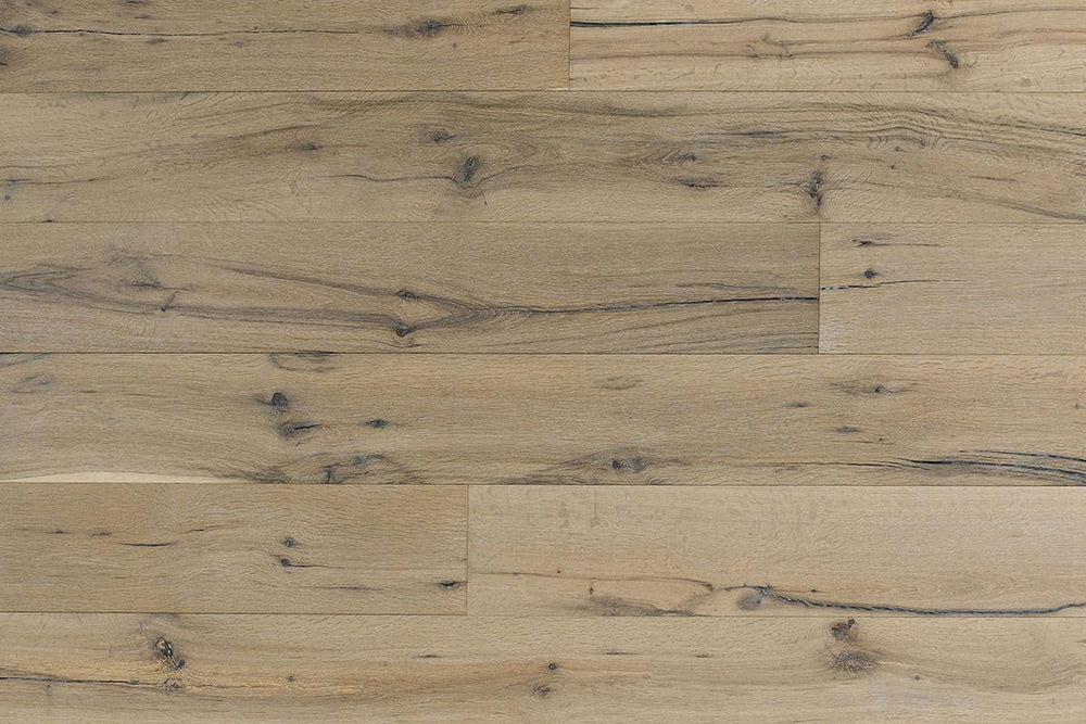 Galleria Professional Distressed Extra Rustic Engineered Oak Flooring 14mm x 190mm Buttermilk Lacquered