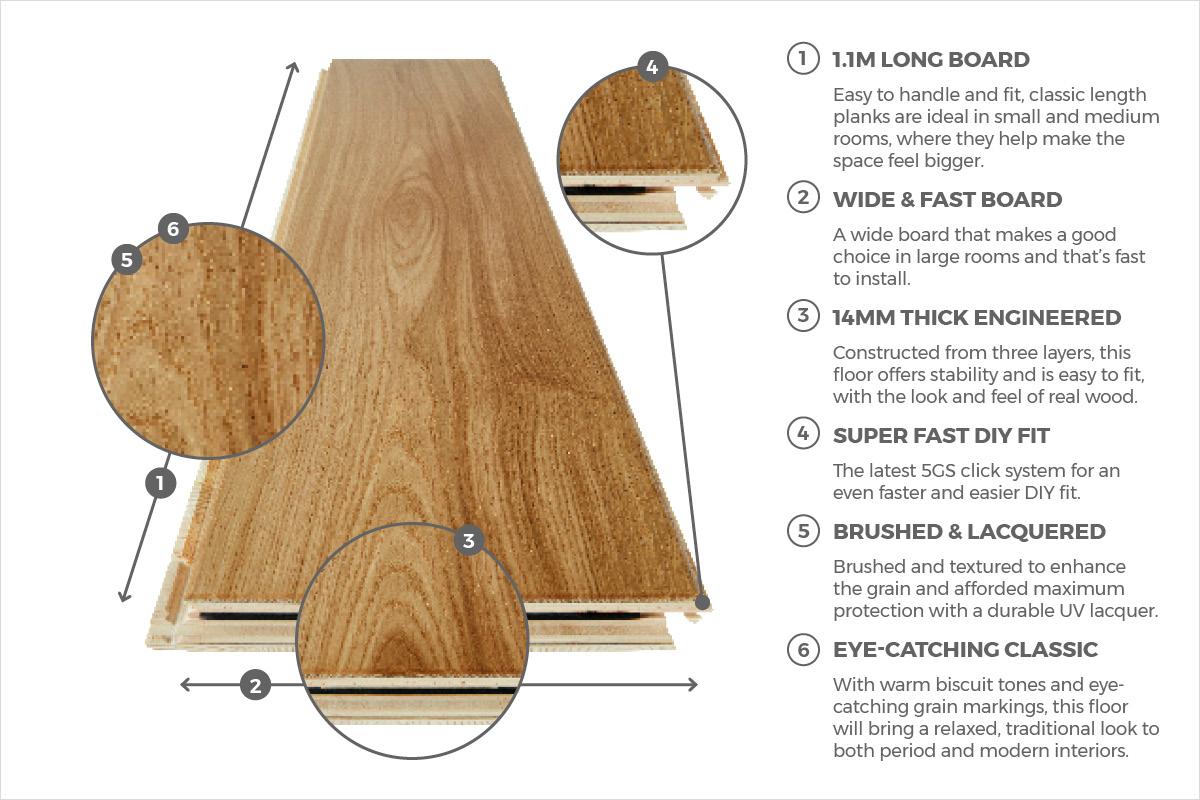 Home Choice Engineered European Rustic Oak Flooring 14mm x 180mm Matt Lacquered