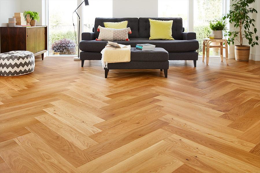 Home Choice Herringbone Engineered European Select Oak Flooring 14mm x 130mm Caramel Lacquered