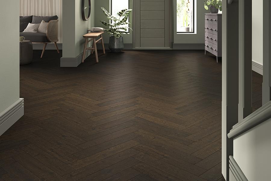 Home Choice Herringbone Engineered Rustic Oak Flooring 14mm x 130mm Marsala Brushed &