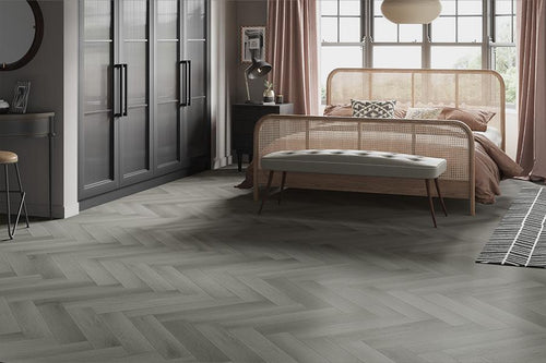 Audacity Antique Grey Oak Herringbone Rigid Core Click Luxury Vinyl Flooring