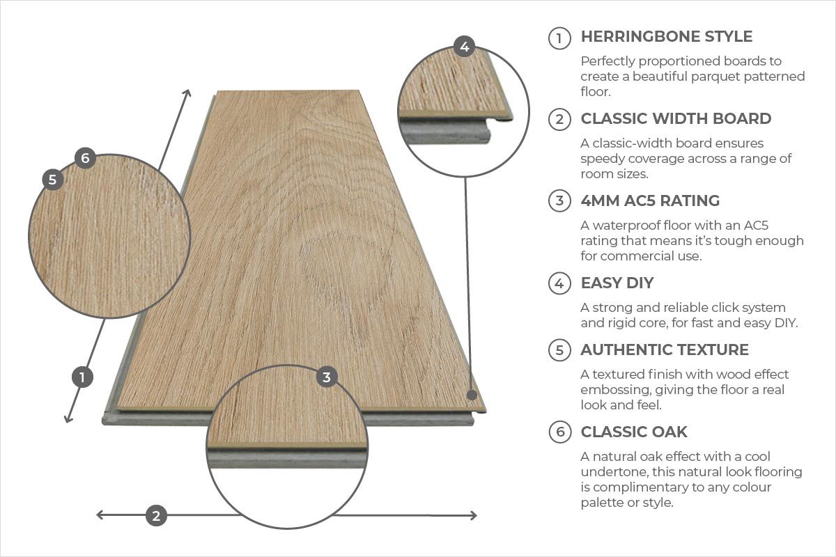 Audacity Classic Oak Herringbone Rigid Core Click Luxury Vinyl Flooring