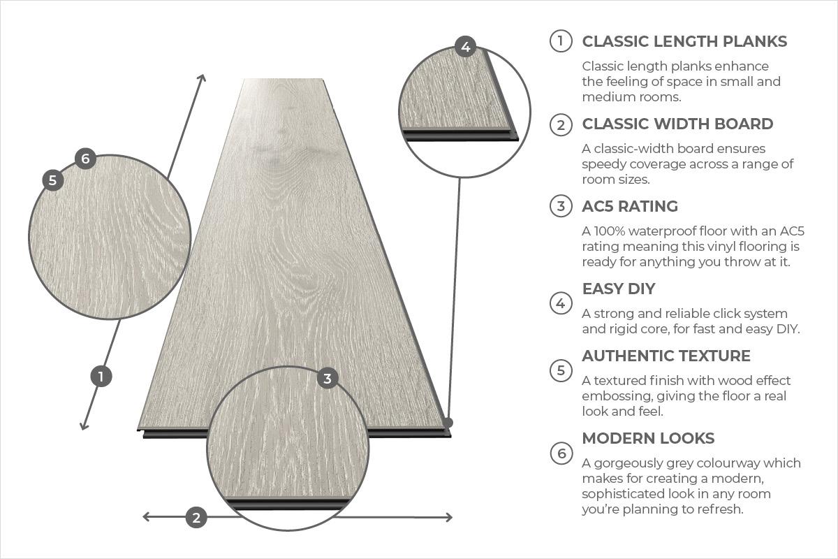 Audacity Lunar Oak Plank Luxury Rigid Core Click Vinyl Flooring