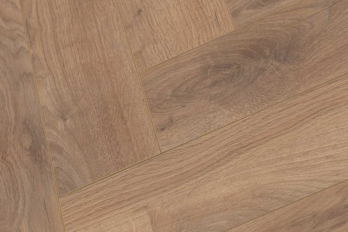 Series Woods 8mm Herringbone Laminate Flooring Golden Oak