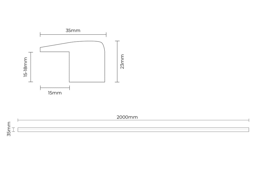 Solid Hardwood End Profile 2m White Wash