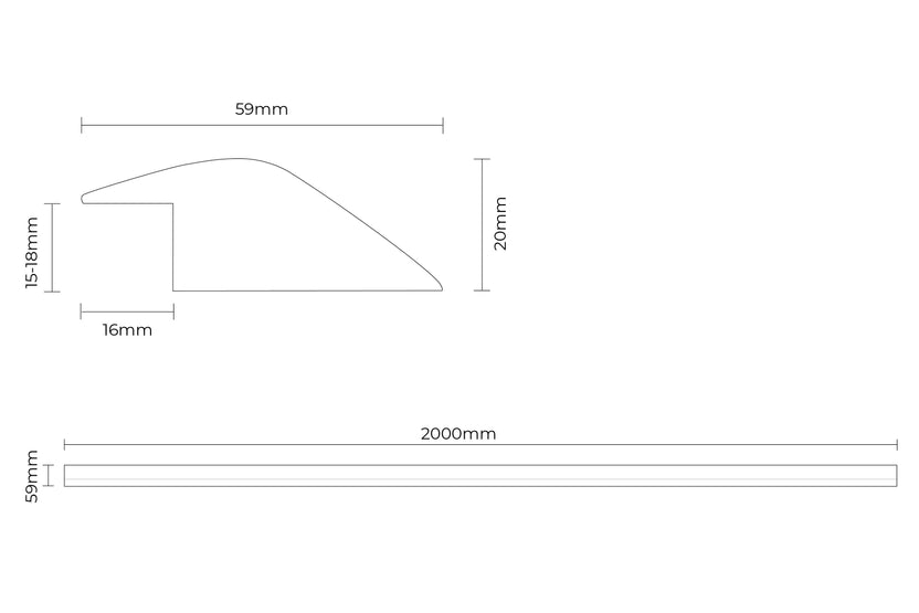Solid Hardwood Ramp Profile Oak 2m