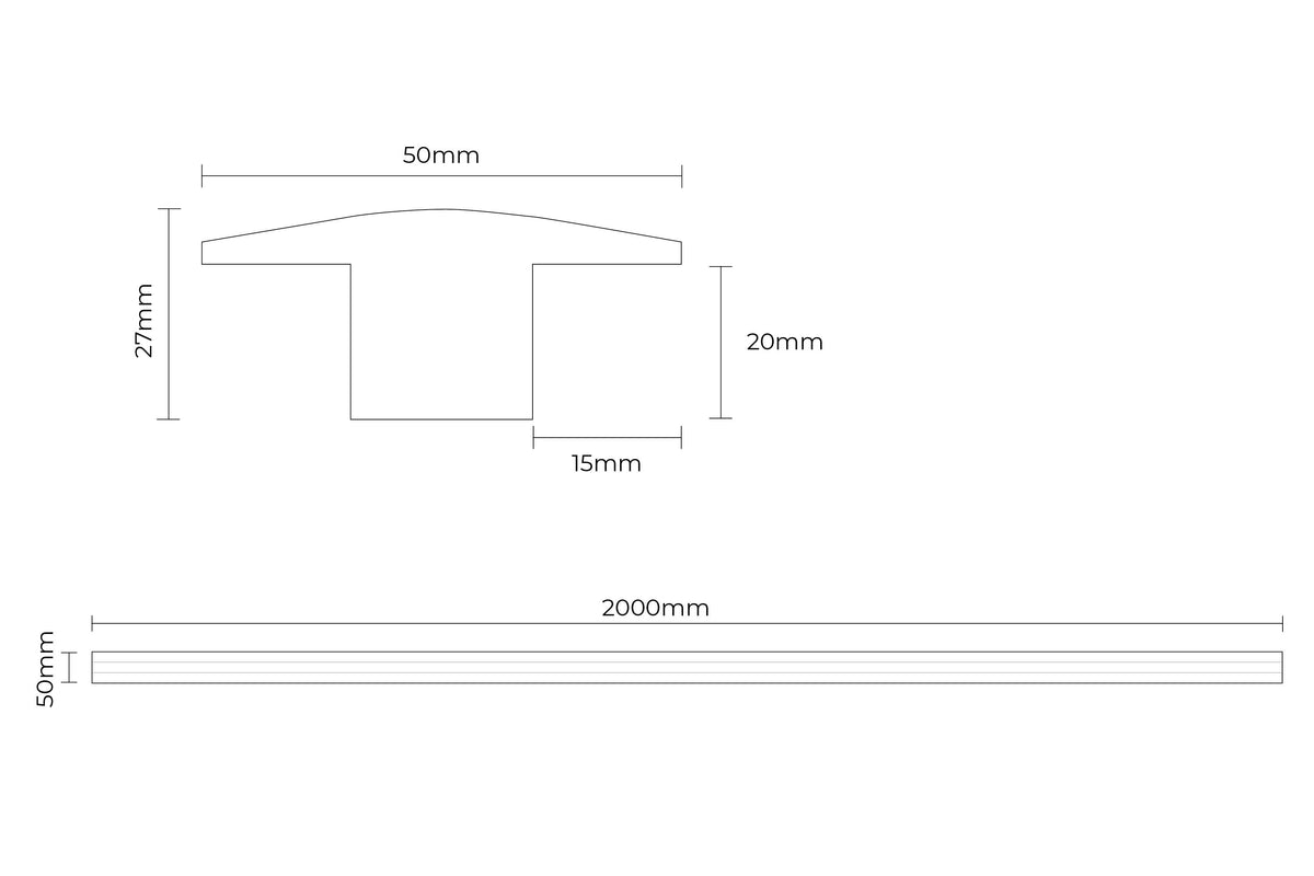 Solid Hardwood T Profile 2m Pearl