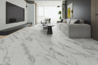Spectra Luxury Rigid Core Click Vinyl Winter White Tile Room Scene