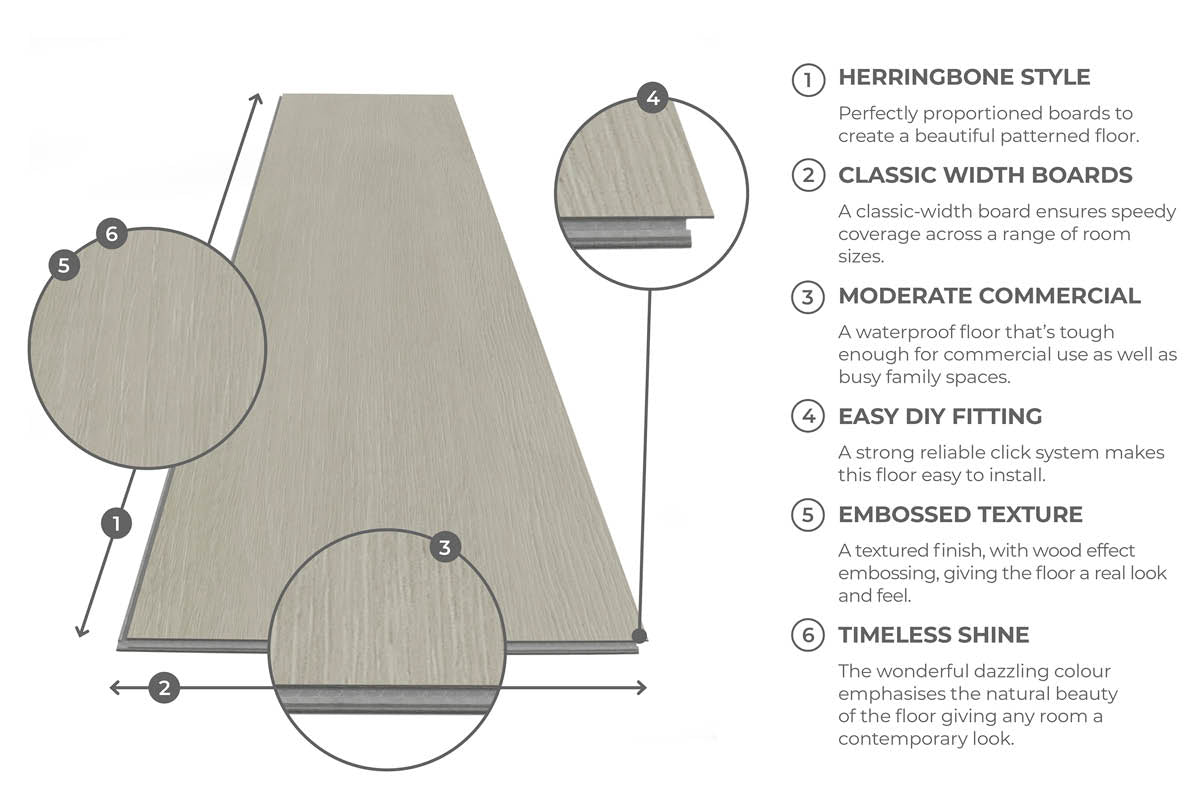 Spectra Luxury Rigid Core Click Vinyl Flooring Pearl Oak Herringbone