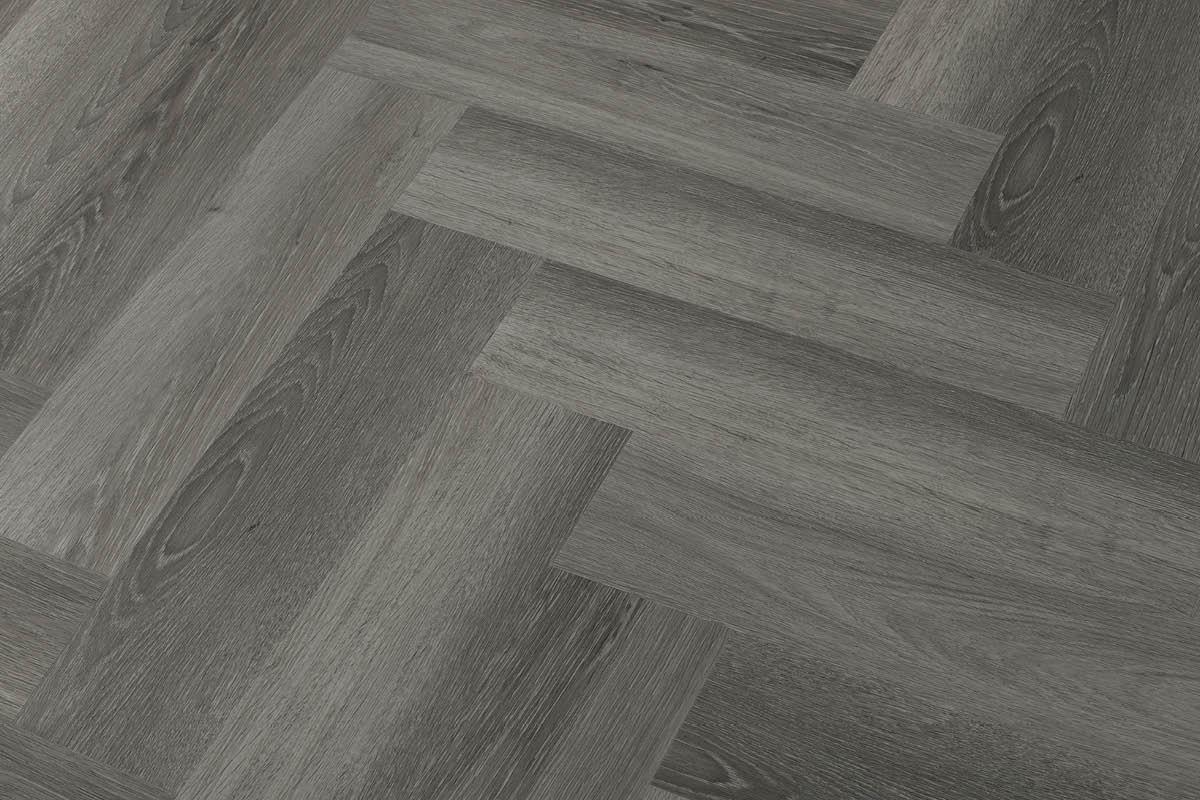Spectra Luxury Rigid Core Click Vinyl Pewter Grey Herringbone Built-in Underlay
