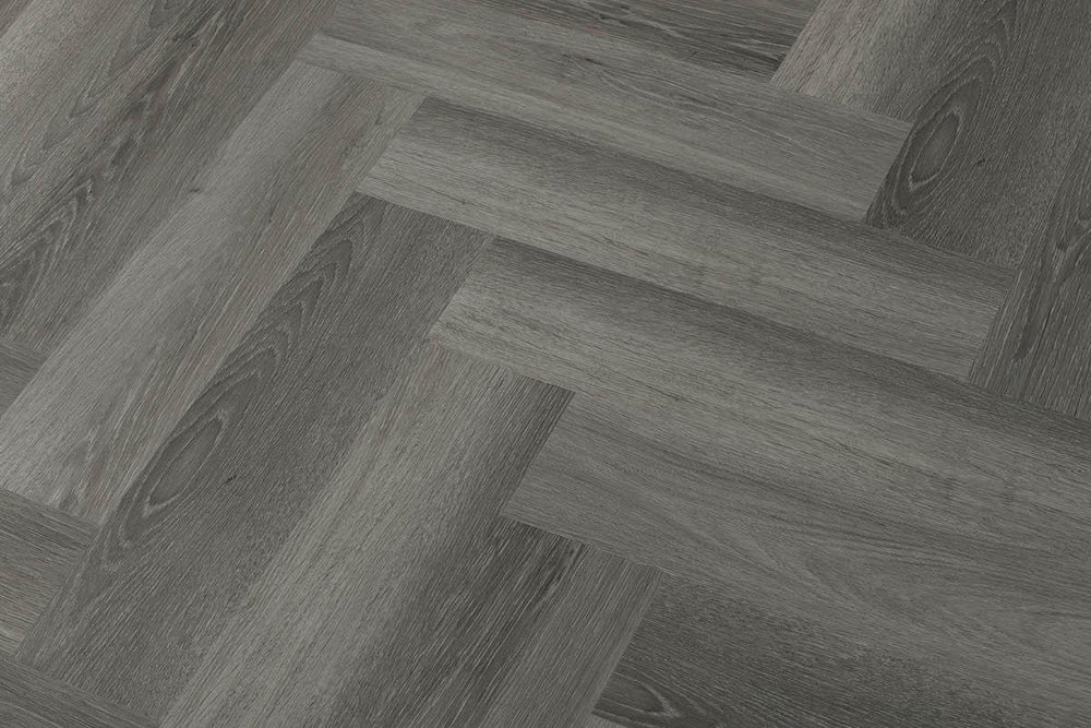 Spectra Luxury Rigid Core Click Vinyl Pewter Grey Herringbone Built-in Underlay