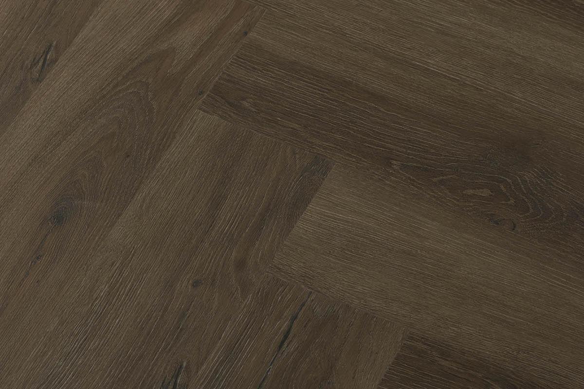 Spectra Luxury Rigid Core Click Vinyl Rich Chocolate Brown Herringbone Built-in Underlay