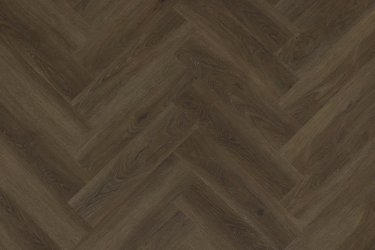 Spectra Luxury Rigid Core Click Vinyl Rich Chocolate Brown Herringbone Built-in Underlay