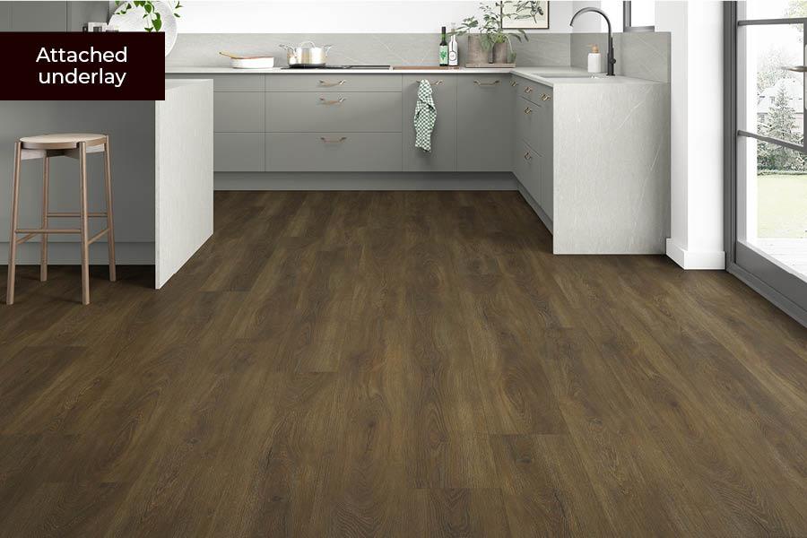 Spectra Luxury Rigid Core Click Vinyl Rich Chocolate Brown Plank Built-in Underlay