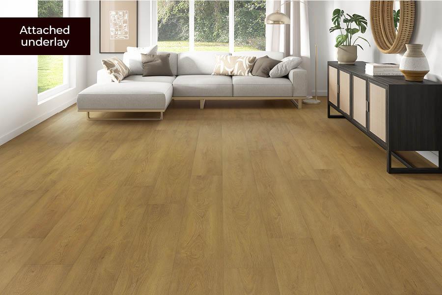 Spectra Luxury Rigid Core Click Vinyl Warm Oak Plank Built-in Underlay