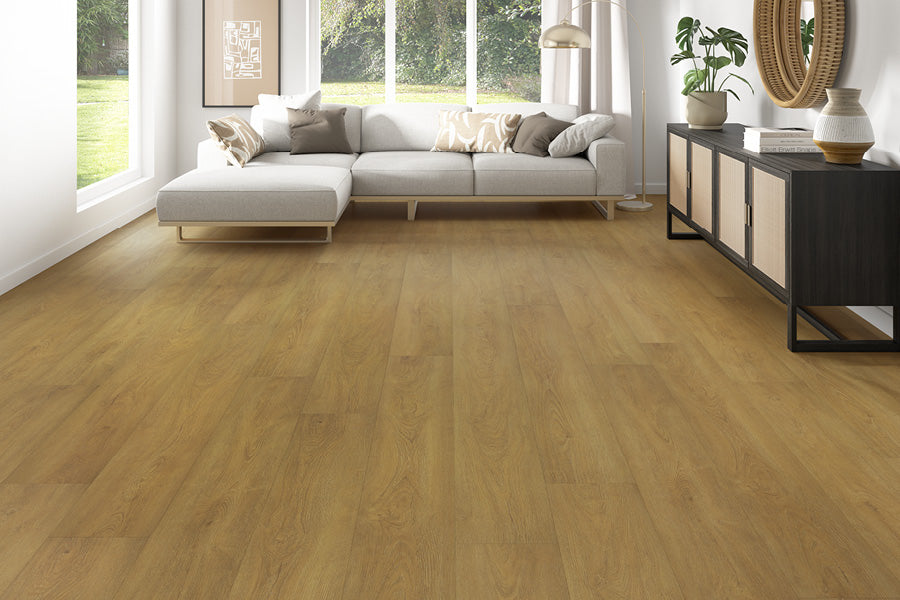 Spectra Luxury Rigid Core Click Vinyl Warm Oak Plank Built-in Underlay