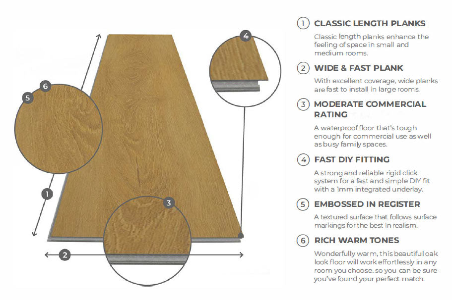 Spectra Luxury Rigid Core Click Vinyl Warm Oak Plank Built-in Underlay