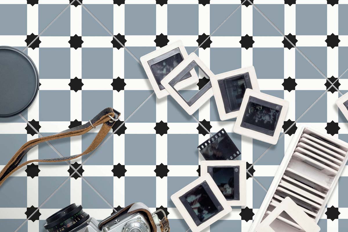Chiara Patterned Blue Ornamental Matt Porcelain Tile