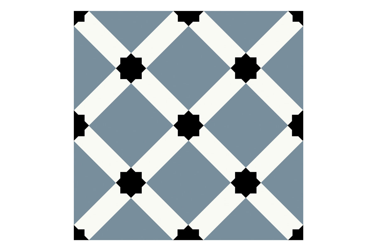 Chiara Patterned Blue Ornamental Matt Porcelain Tile