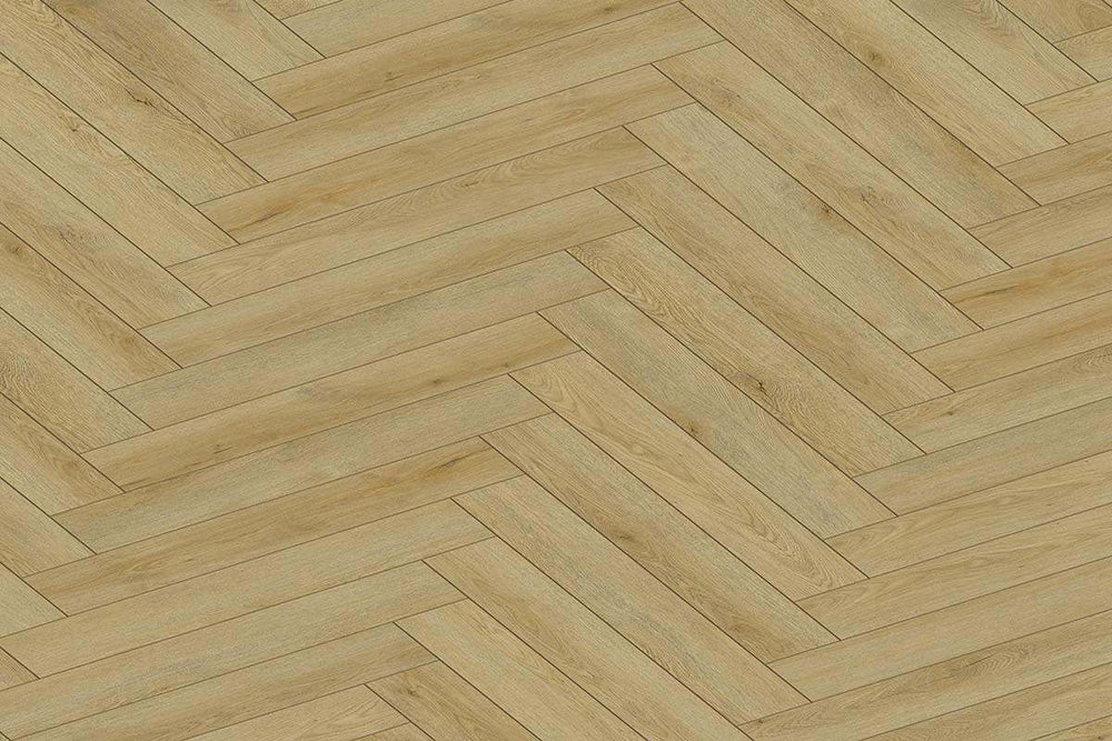 Audacity 12mm Laminate Herringbone Light Beige Oak Built-in Underlay