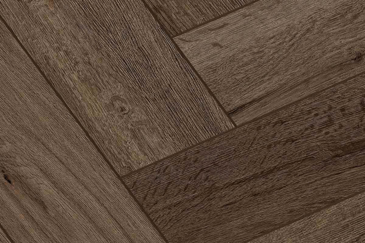 Audacity 12mm Laminate Herringbone Homestead Oak Built-in Underlay